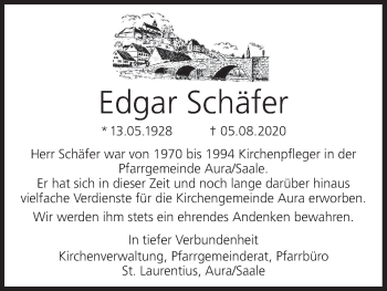 Anzeige von Edgar Schäfer von MGO