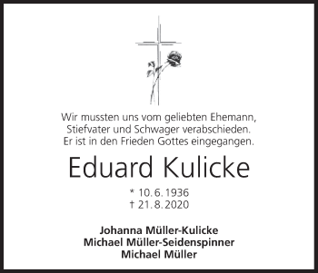 Anzeige von Eduard Kulicke von MGO