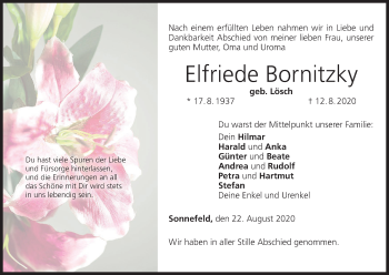 Anzeige von Elfriede Bornitzky von MGO