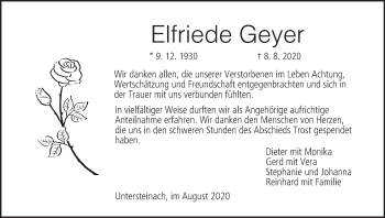 Anzeige von Elfriede Geyer von MGO