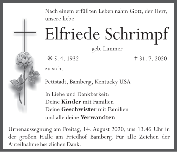 Anzeige von Elfriede Schrimpf von MGO