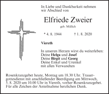 Anzeige von Elfriede Zweier von MGO Anzeige von Elfriede Zweier von MGO
