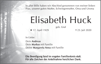 Anzeige von Elisabeth Huck von MGO