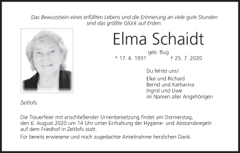 Anzeige von Elma Schaidt von MGO