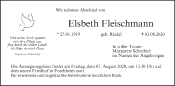 Anzeige von Elsbeth Fleischmann von MGO