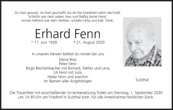 Anzeige von Erhard Fenn von MGO