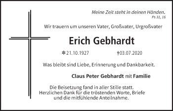 Anzeige von Erich Gebhardt von MGO