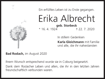 Anzeige von Erika Albrecht von MGO