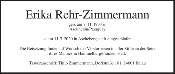 Anzeige von Erika Rehr-Zimmermann von MGO