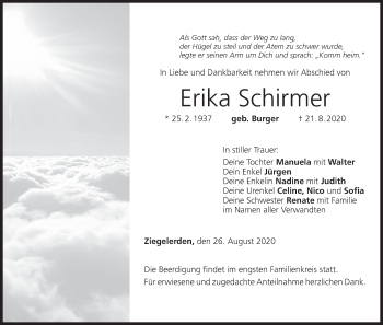 Anzeige von Erika Schirmer von MGO