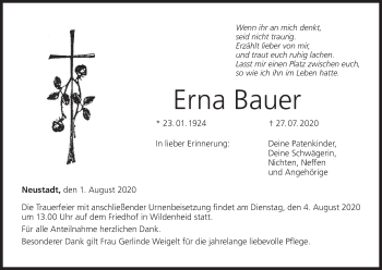 Anzeige von Erna Bauer von MGO