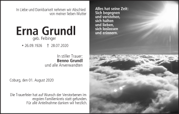 Anzeige von Erna Grundl von MGO