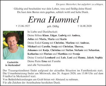 Anzeige von Erna Hummel von MGO