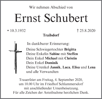 Anzeige von Ernst Schubert von MGO