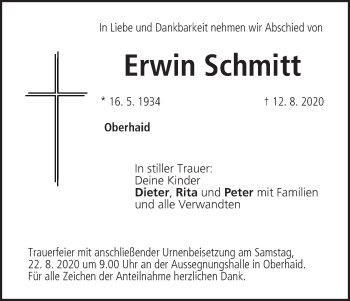 Anzeige von Erwin Schmitt von MGO