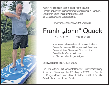 Anzeige von Frank Quack von MGO