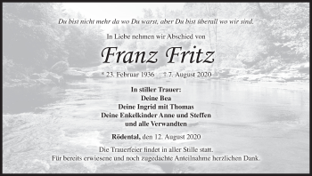 Anzeige von Franz Fritz von MGO
