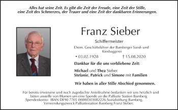Anzeige von Franz Sieber von MGO