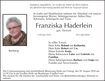 Anzeige von Franziska Haderlein von MGO