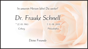 Anzeige von Frauke Schnell von MGO