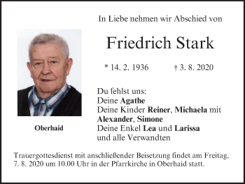 Anzeige von Friedrich Stark von MGO