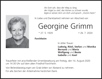 Anzeige von Georgine Grimm von MGO