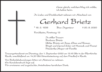 Anzeige von Gerhard Brietz von MGO