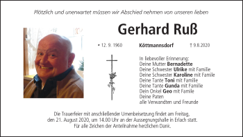 Anzeige von Gerhard Ruß von MGO