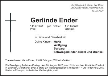 Anzeige von Gerlinde Ender von MGO