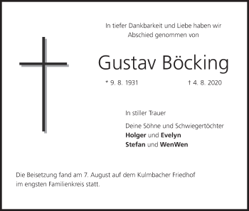 Anzeige von Gustav Böcking von MGO