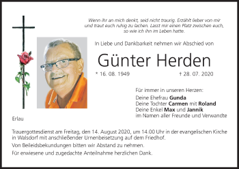 Anzeige von Günter Herden von MGO