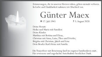 Anzeige von Günter Maex von MGO