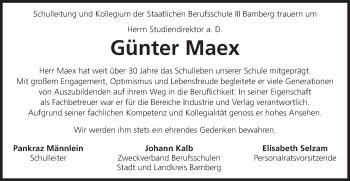 Anzeige von Günter Maex von MGO