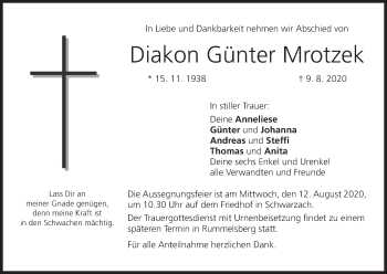 Anzeige von Günter Mrotzek von MGO
