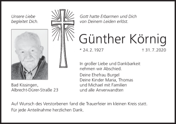 Anzeige von Günther Körnig von MGO