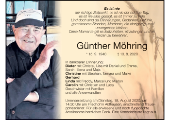 Anzeige von Günther Möhring von MGO