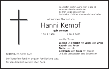 Anzeige von Hanni Kempf von MGO