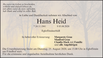 Anzeige von Hans Heid von MGO