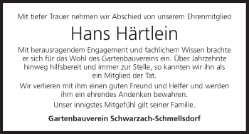 Anzeige von Hans Härtlein von MGO