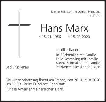 Anzeige von Hans Marx von MGO