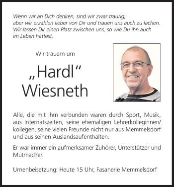 Anzeige von Hardl Wiesneth von MGO