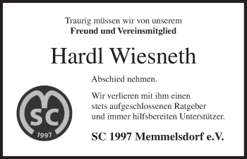 Anzeige von Hardl Wiesneth von MGO