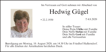 Anzeige von Hedwig Gügel von MGO