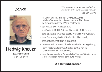 Anzeige von Hedwig Kneuer von MGO