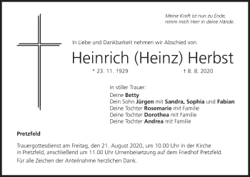 Anzeige von Heinrich  Herbst von MGO