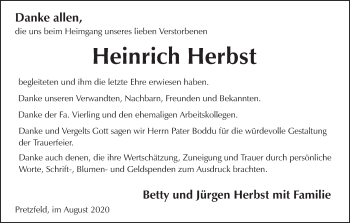 Anzeige von Heinrich  Herbst von MGO