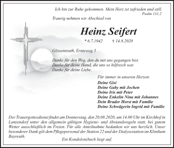 Anzeige von Heinz Seifen von MGO