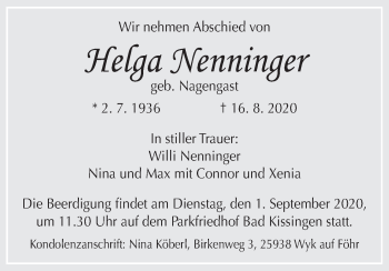 Anzeige von Helga Nenninger von MGO