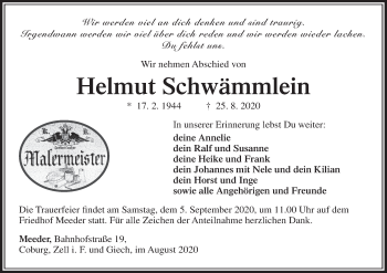 Anzeige von Helmut Schwämmlein von MGO