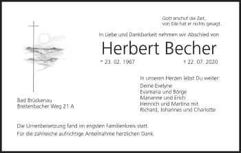 Anzeige von Herbert Becher von MGO
